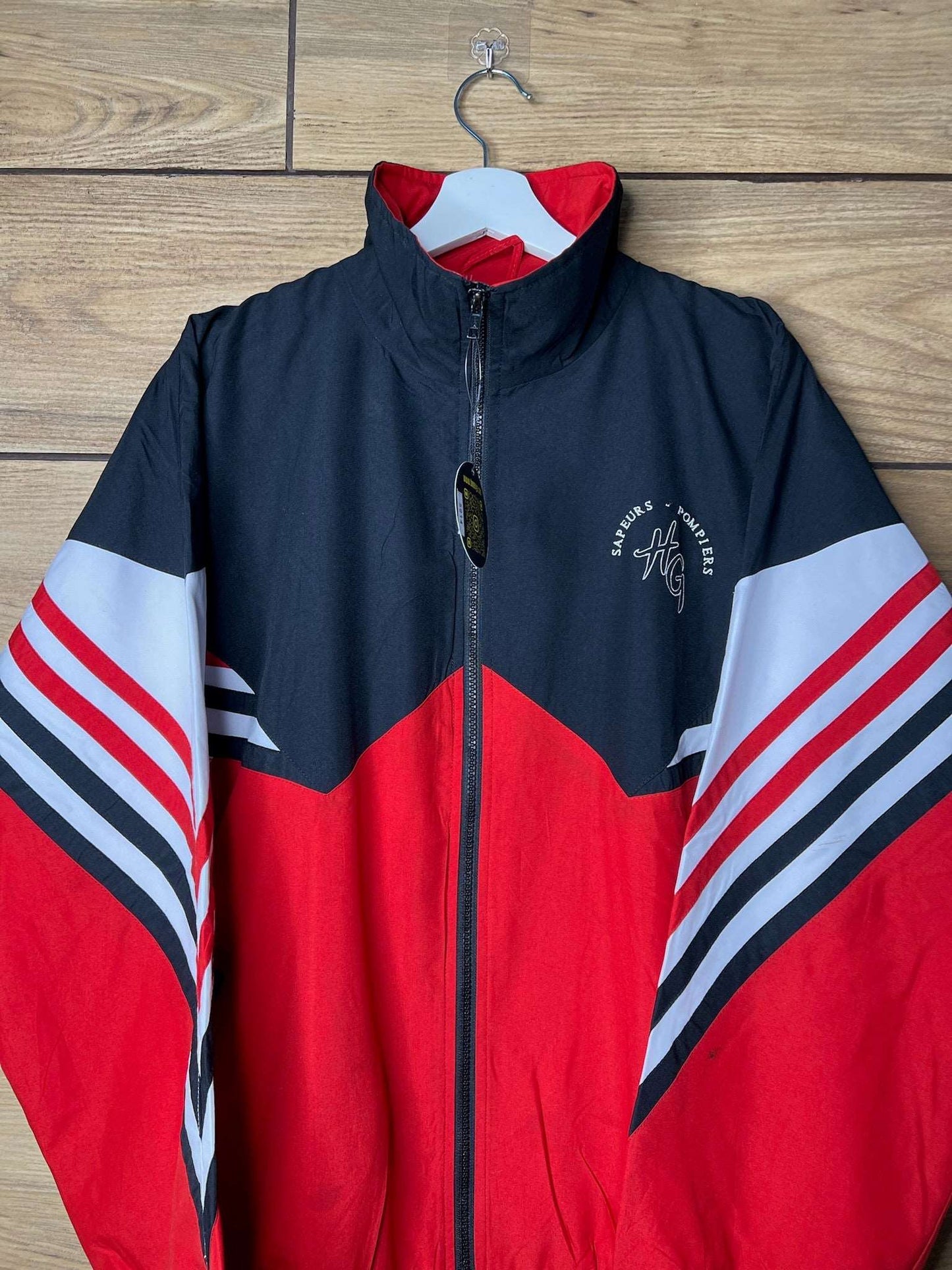 VTG French Sapeurs-Pompiers (Fire Brigade) Red and Black Windbreaker | Fits Upto XL