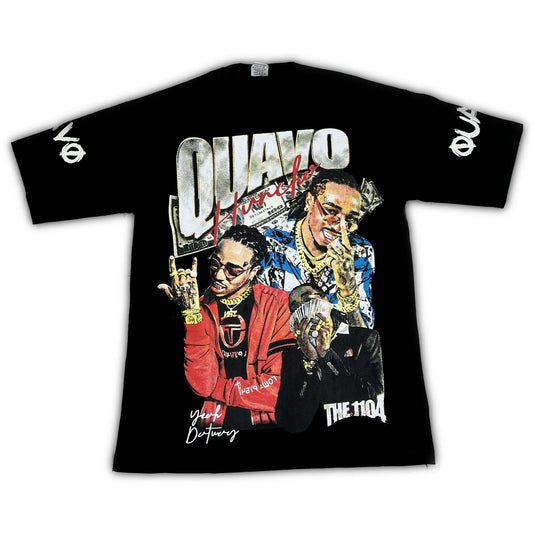 Quavo Double Side Printed Black Tee | Fits Upto Free size L/XL