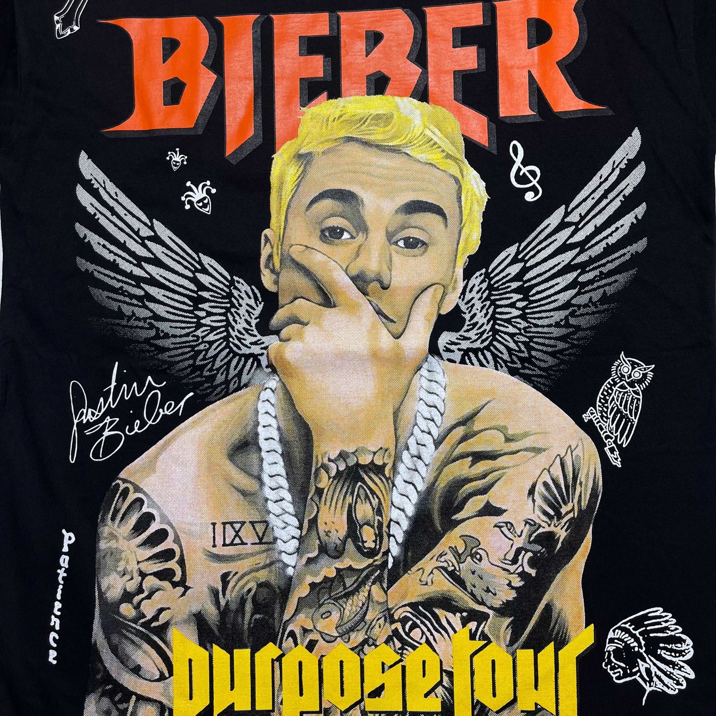 Justin Bieber Double Side Printed Black Tee | Fits Upto L
