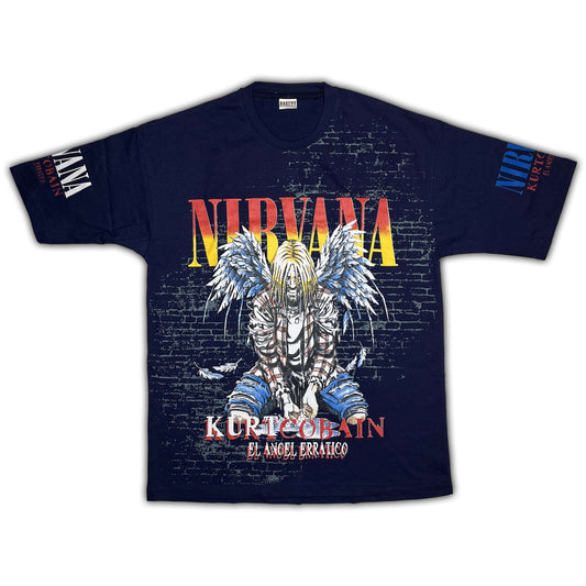 Nirvana Double Side Printed Dark Blue Tee | Fits Upto Free size L/XL