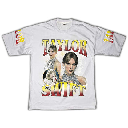 Taylor Swift Double Side Printed White Tee | Fits Upto Free size L/XL