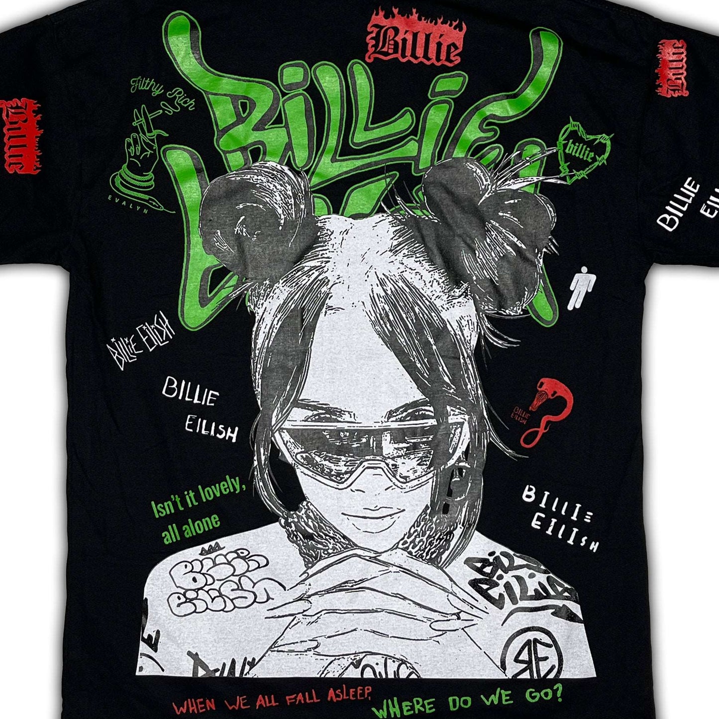 Billie Eilish Double Side Printed Black Tee | Fits Upto Free size L/XL