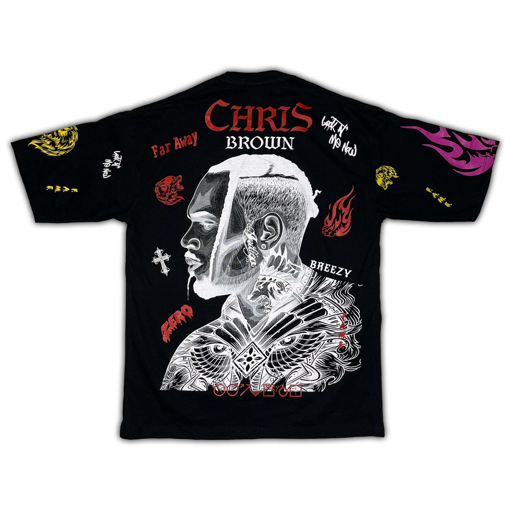 Chris Brown Double Side Printed Black Tee | Fits Upto Free sized upto L