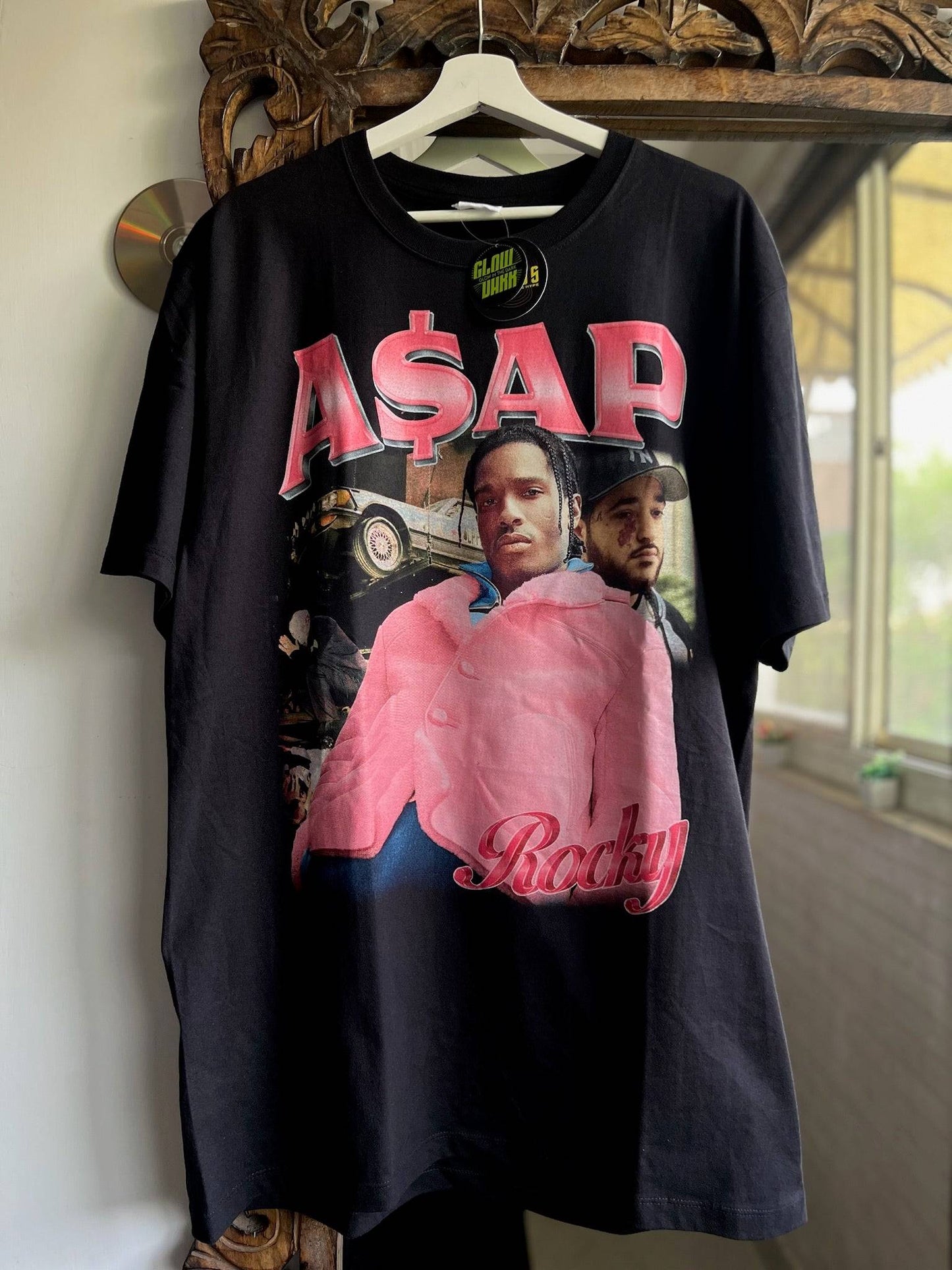 A$AP Rocky Double Side Printed Black Glow in the Dark Tee | Fits Upto Free sized upto L