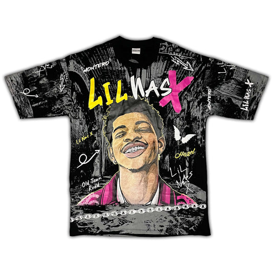 Lil Nas X Double Side Printed Black Tee | Fits Upto Free sized upto L