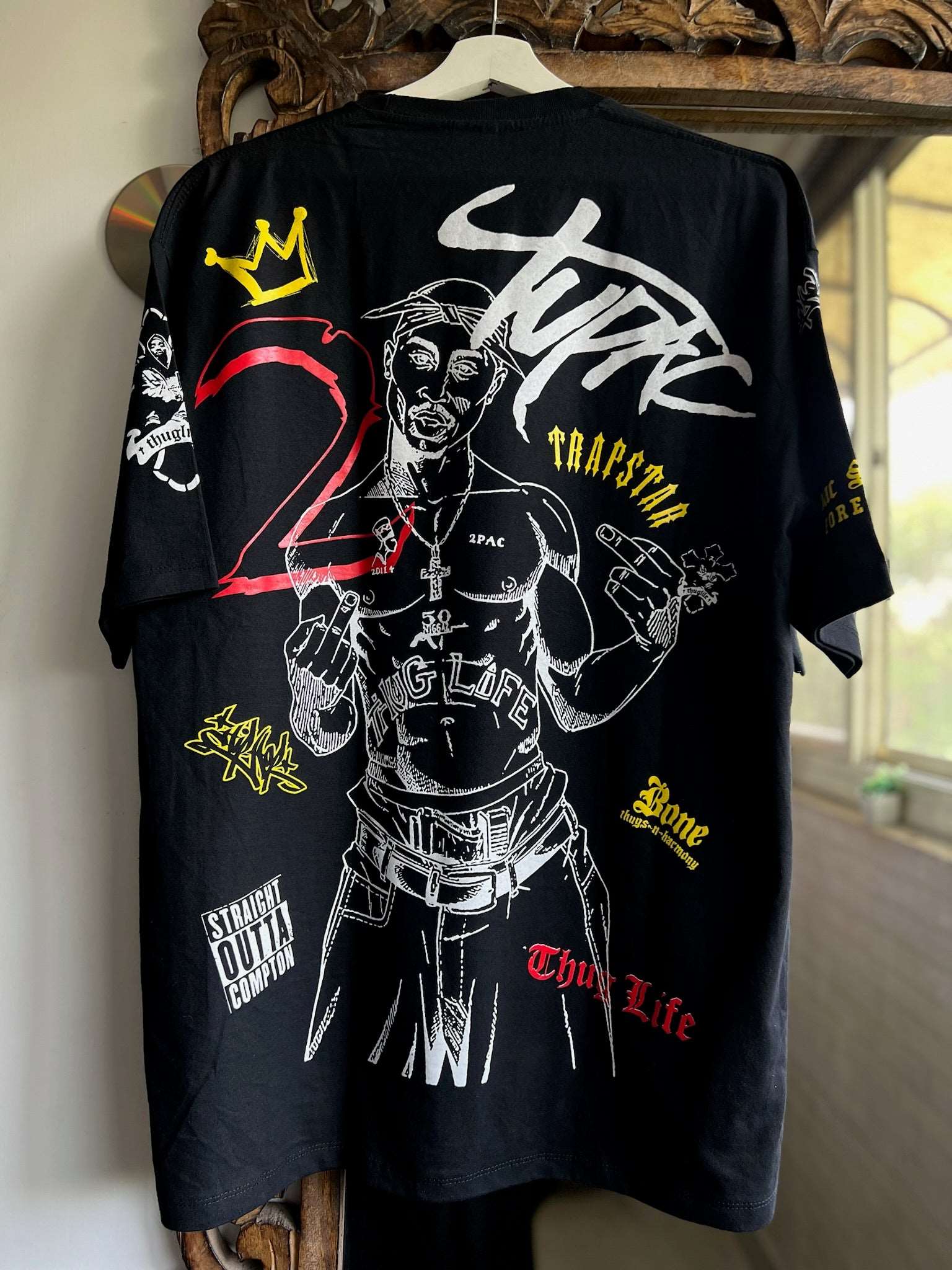 Tupac Double Side Printed Black Tee | Fits Upto Free sized upto L