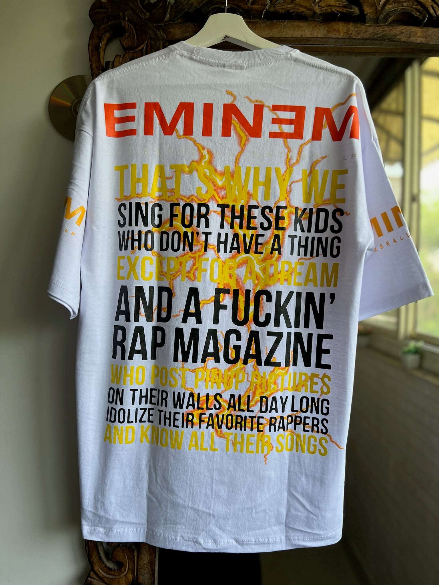 Eminem Double Side Printed White Tee | Fits Upto Free sized upto L