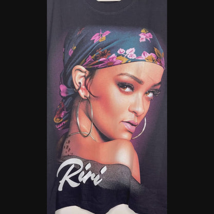 Rihanna Double Side Printed Black Glow in the Dark Tee | Fits Upto S